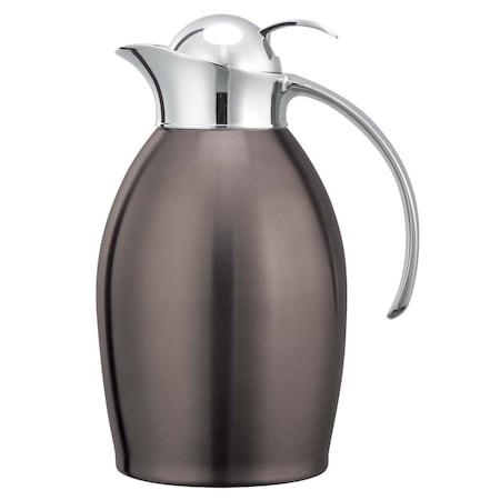 Service Ideas Nicollet Series Push Button Stainless Vacuum Insulated Carafe, 33.8 Ounce, Dark Tungsten NIC10BSPBDT